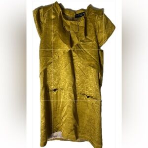 Raw Silk Twinkle by Wenlan Gold Flapper Dress with pockets.  fully lined